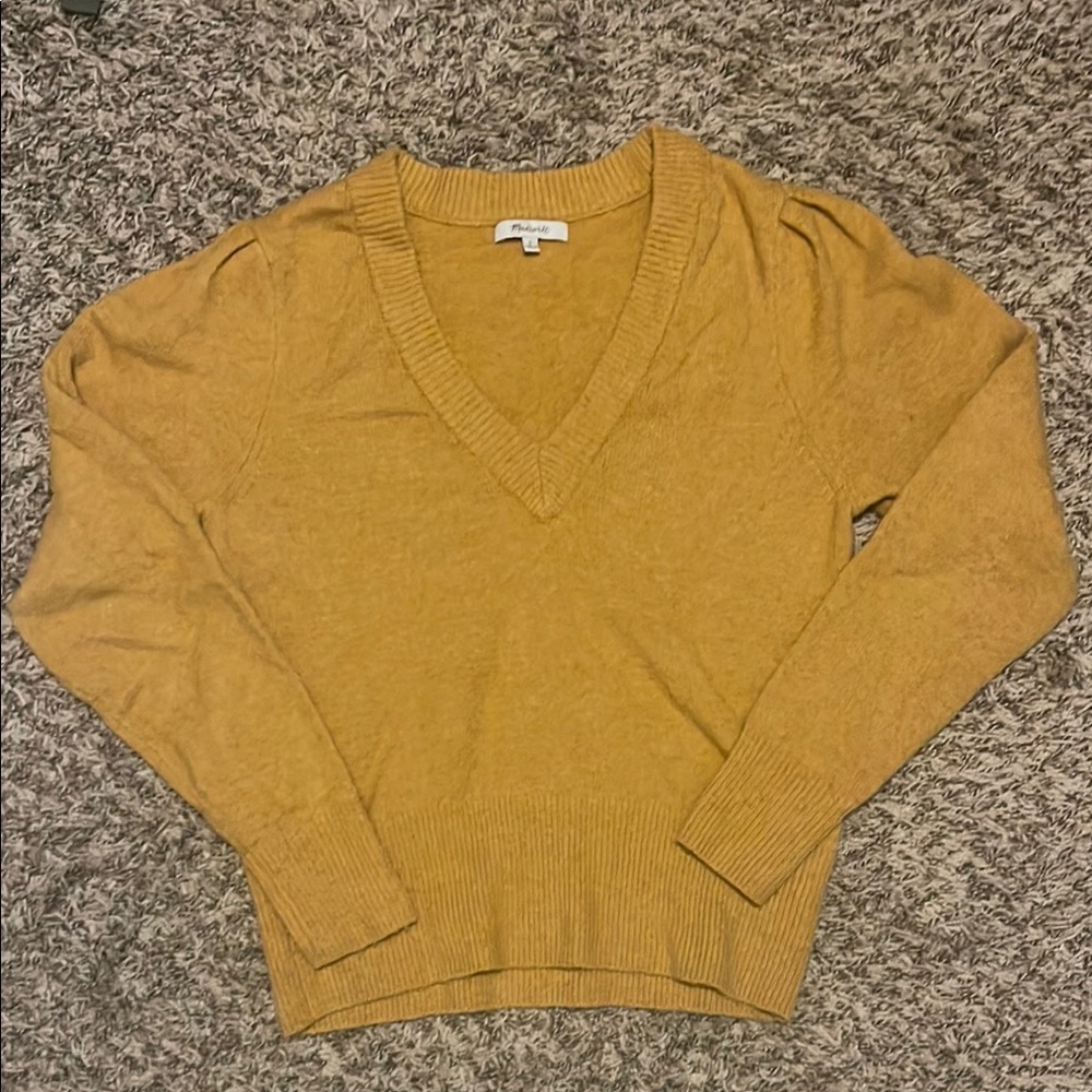 Madewell Yellow V-Neck Sweater